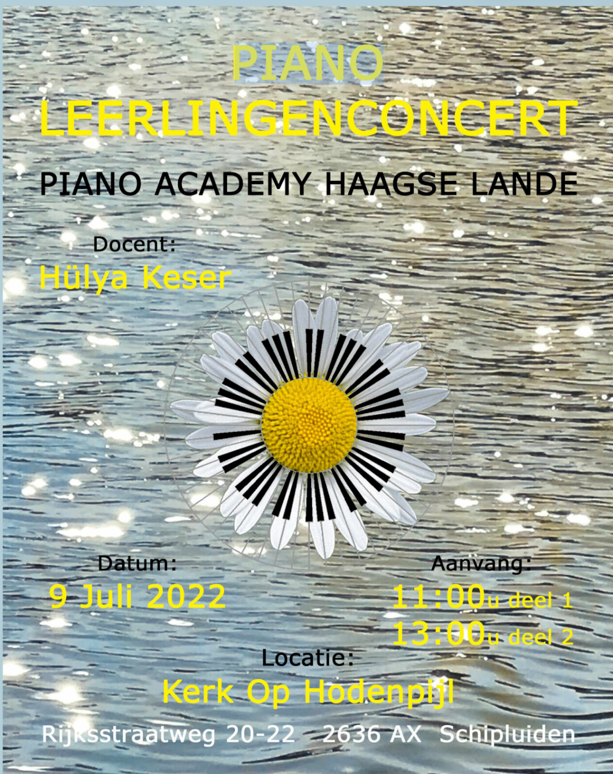 Poster for the 2022 piano student concert by Piano Academy Haagse Lande.